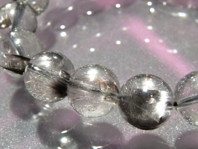 貫入水晶有り a プラチナルチルクォーツ ブレスレット 11mm 11 5mm 18珠 極上品 1点物 落ち着きと高級感のプラチナ色針結晶 ブラジル産 Sai Comrose