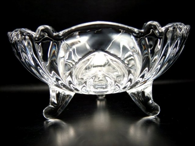 脚付きガラス皿　器　3客　アンティーク骨董品 脚付きガラス皿 器 3客 アンティーク骨董品