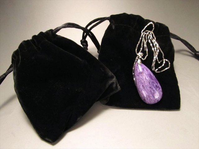 ベロア調 高級ペンダントトップ用ポーチ ブラック 10枚セット Sサイズ si-s