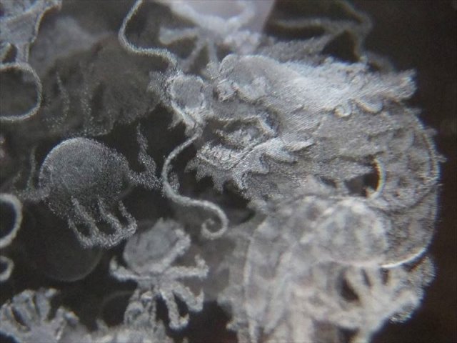 五本爪の双龍 (2匹の龍神) 丸玉 クリスタルガラス製 専用台座付き 直径 