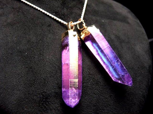 透明感抜群 ナチュラルポイント ペンダントトップ(パープルオーラタイプ) 縦45-60mm 天然水晶 極上天然石 一点もの パワーストーン