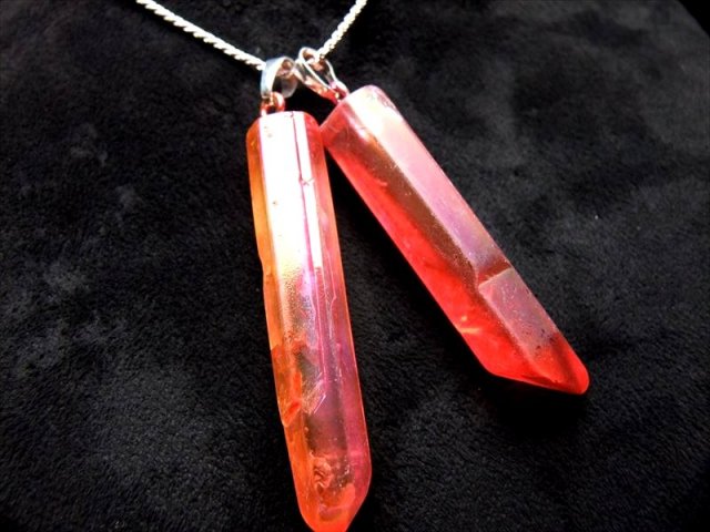 透明感抜群 ナチュラルポイント ペンダントトップ(オレンジ ピンク