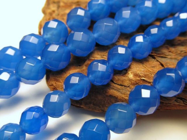 4mm珠 64面カット ブルーアゲート 一連 約38-40cm 青瑪瑙 天然石 ビーズ パワーストーン rn-p