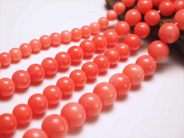 5.5mm-6mm珠 ピンクコーラル(珊瑚) 一連 約38-40cm rn-p
