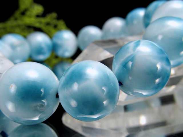 水面模様くっきり 濃いブルー 4A ラリマー ブレスレット 13mm-14mm×15 