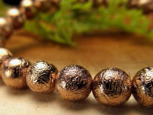 ギベオン ブレスレット 6mm-6.5mm×30珠 28.2g ピンクゴールド 本物
