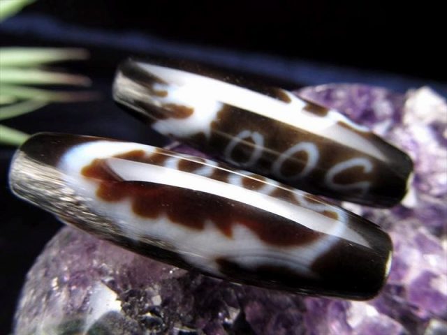 062343 天然石龍眼天珠約29ミリ×10ミリ