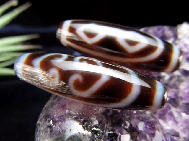 A至純天珠 双心金剛杵天珠 そうしんこんごうしょてんじゅ サイズ：約