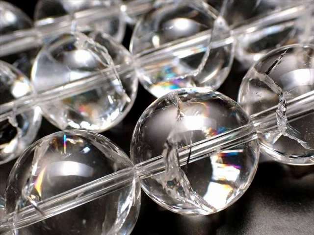 AAA 12mm-12.5mm珠 アイリスクォーツ(天然虹クラック水晶) 一連約38