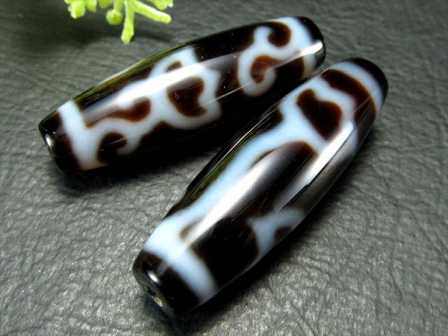 最高品質 バイカラー玉髄 如意蓮花天珠 9-52 （A至純天珠 水蓮花天珠  