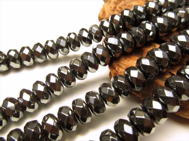 激安宣言 ボタンカット 約8mm珠 ヘマタイト(赤鉄鉱) 一連 約37-39cm ロンデルカット ブラジル産 geki rn-s