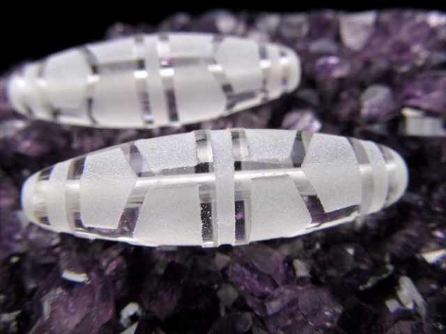 水晶天珠 亀甲長寿天珠 きっこうちょうじゅてんじゅ 最大長さ約36-38mm前後 1個売り 長命百歳・無病息災・事故防止・吉事招来 クリスタル製