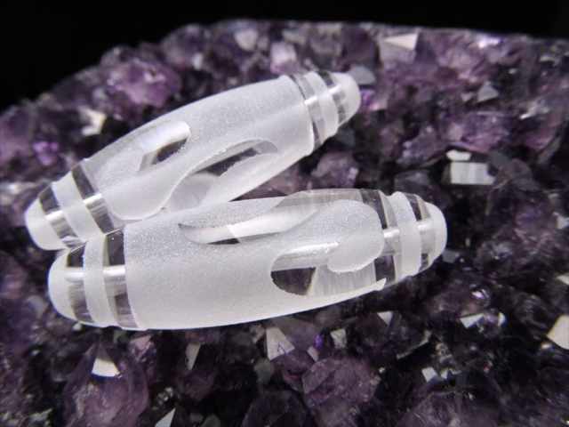 水晶天珠 如意鈎天珠 にょいこうてんじゅ 最大長さ約36mm前後 1個売り