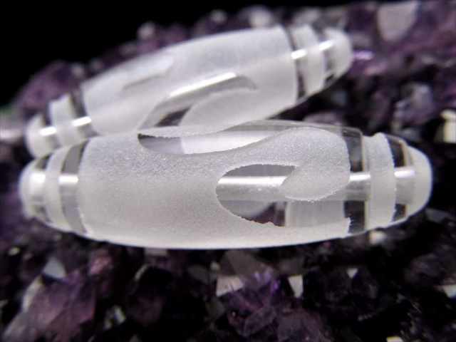 【天珠如意観音水晶】×水晶 チベット天珠 8*20mm 至純風化天珠【観音如意】 - 天然石の卸販売