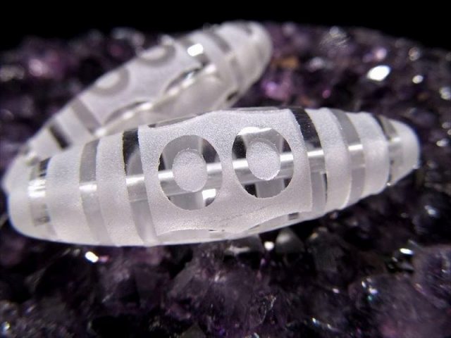 水晶天珠 五眼天珠 ごがんてんじゅ 最大長さ約33mm-38mm前後 1個売り