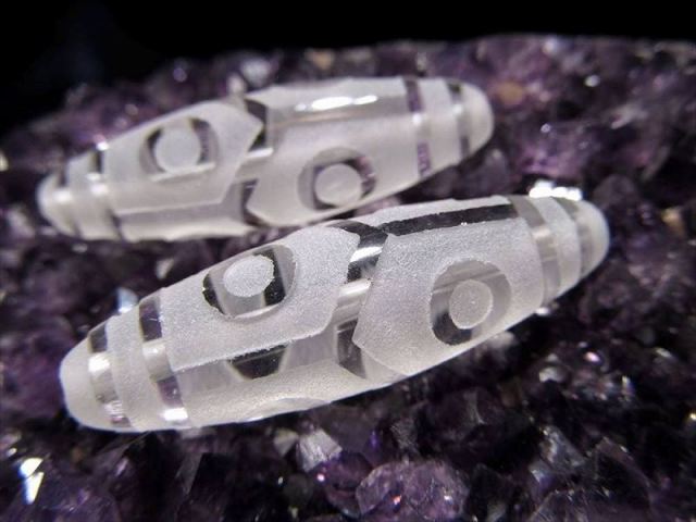 水晶天珠 亀甲六眼天珠 きっこうろくがんてんじゅ 最大長さ約34-38mm前後 1個売り 無病息災・長寿・幸運・金運上昇 クリスタル製 パワーストーン 天然石