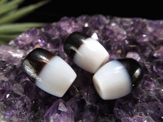 小天珠 A至純天珠 黒白天珠 くろしろてんじゅ サイズ：約13mm-15mm 1個売り 極上 天然石 ビーズ パワーストーン te-s パワーストーン 天然石