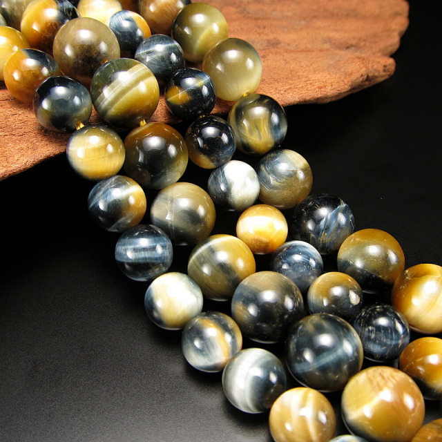 激安宣言 AA+ 約10mm珠 ツートンタイガーアイ イエロー&ブルー 一連 約37-39cm 天然石 ビーズ パワーストーン 南アフリカ産 geki パワーストーン 天然石
