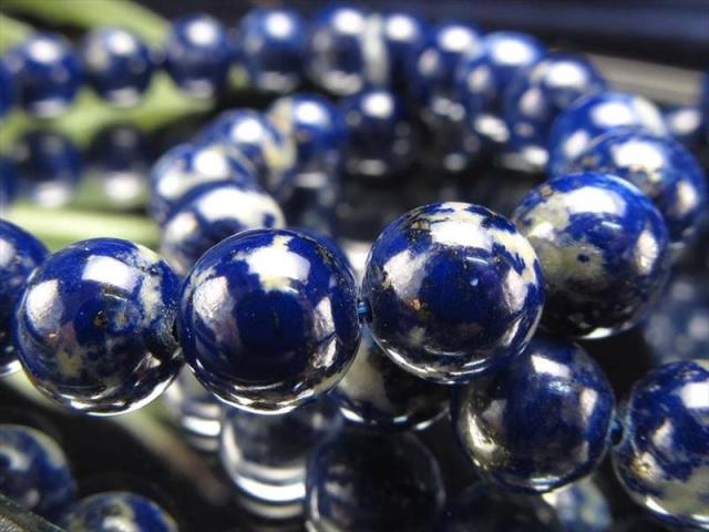 ほんのり蛍光 スノーフレークラピスラズリ 青金石 ブレスレット 約8mm