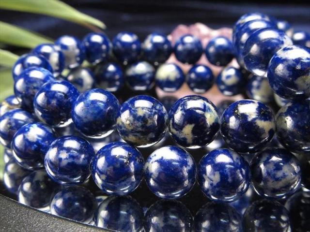 ほんのり蛍光 スノーフレークラピスラズリ 青金石 ブレスレット 約8mm