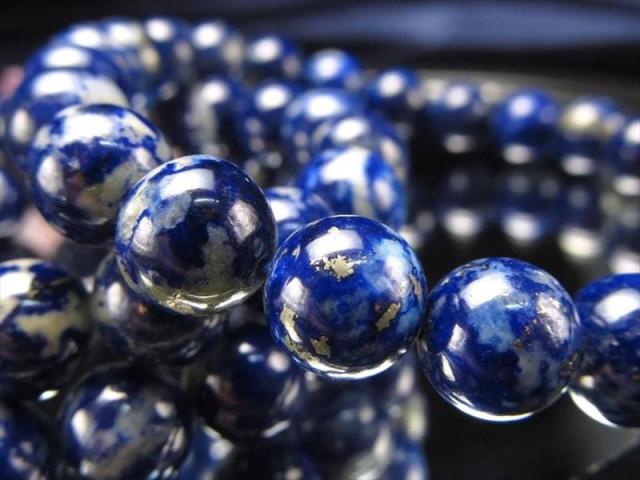ほんのり蛍光 スノーフレークラピスラズリ 青金石 ブレスレット 約8mm