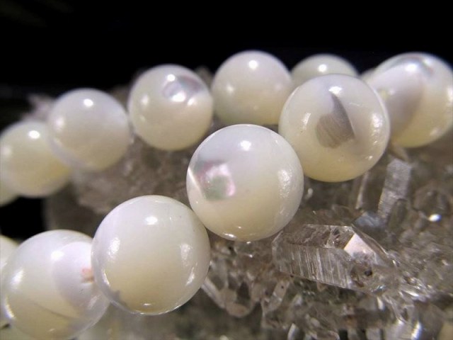 激安宣言 約14mm珠 マザーオブパール 一連 約37-39cm ホワイト オーストラリア産 geki パワーストーン 天然石