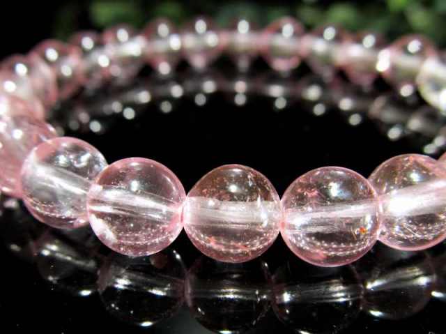 超透明ピンク ピンクトパーズ ブレスレット 7.5mm-8mm×25珠 美しいうる艶ピンク 引き込まれる透明感 神の領域と繋がる石 11月の誕生石 ブラジル産
