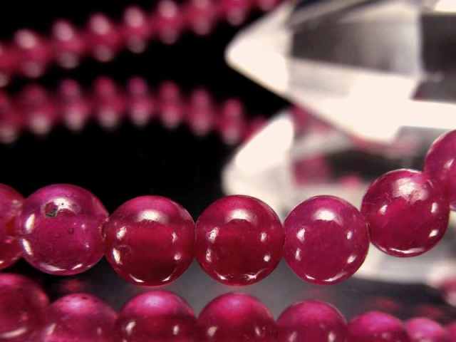 高貴な深紅の輝き 5A＋ 宝石質 ルビー ブレスレット 約5mm-5.5mm×38珠