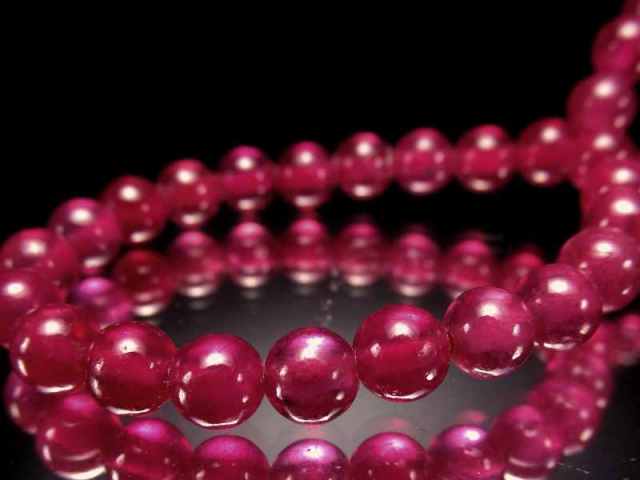 高貴な深紅の輝き 5A＋ 宝石質 ルビー ブレスレット 約5mm-5.5mm×38珠