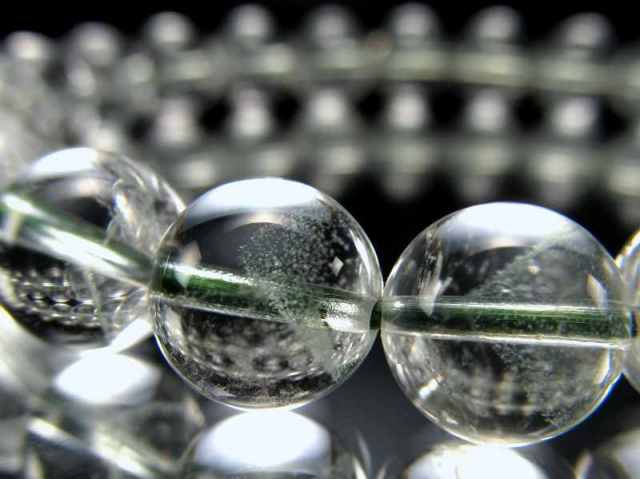3A 超透明 エメラルドグリーンファントム ブレスレット 8mm-8.5mm×23珠 澄み切った水晶に浮かぶ新緑のファントム 極上天然石 緑幻影水晶 一点もの