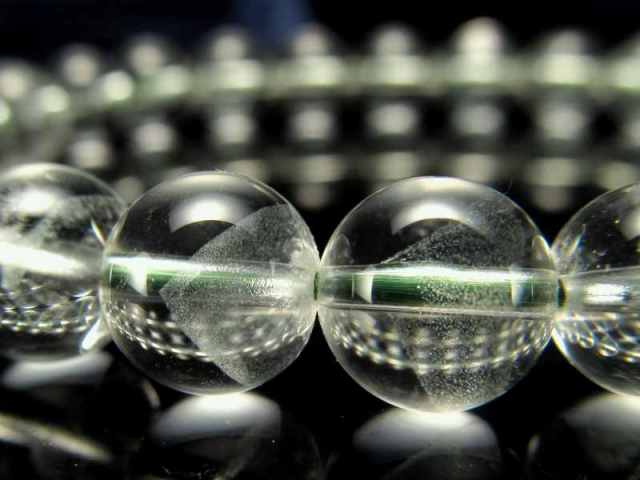 超透明 3A エメラルドグリーンファントム ブレスレット 7.5mm-8mm×24珠 澄み切った水晶に浮かぶ新緑のファントム 極上天然石 緑幻影水晶 一点もの