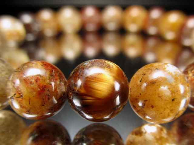 ガーデンとルチルの共生 MIXガーデンルチル クォーツ ブレスレット 8mm-8.5mm×23珠 よくばりMIX 金紅石 庭園水晶 1点物 ブラジル産