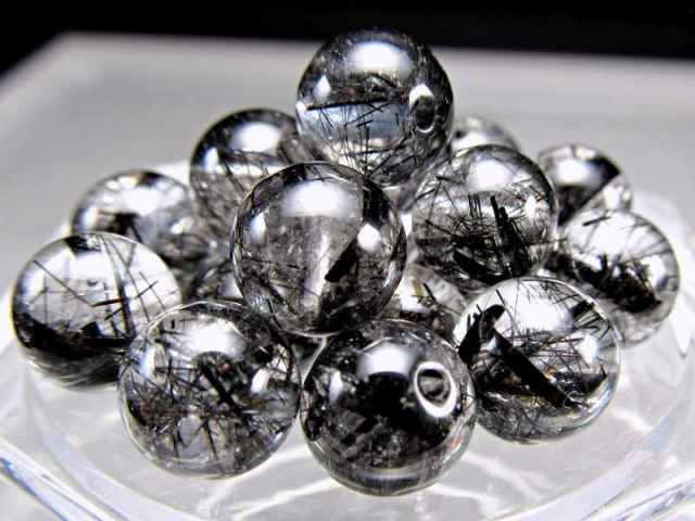 一粒売り 黒針びっしり4A＋ ブラックルチルクォーツ ブレスレット 約