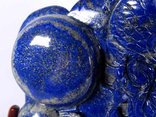 店頭展示中 濃厚ブルー 玉持ち龍神 ラピスラズリ 龍彫刻置物 重さ