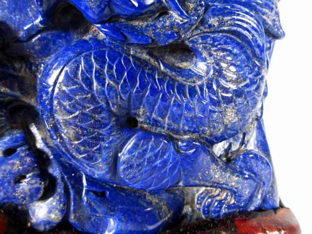 店頭展示中 濃厚ブルー 玉持ち龍神 ラピスラズリ 龍彫刻置物 重さ