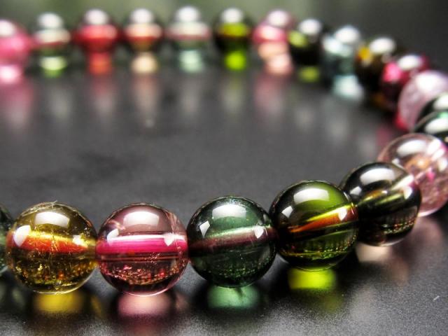 S級クラス【超透明 MIXトルマリン(電気石) ブレスレット】6mm-6.5mm×30珠