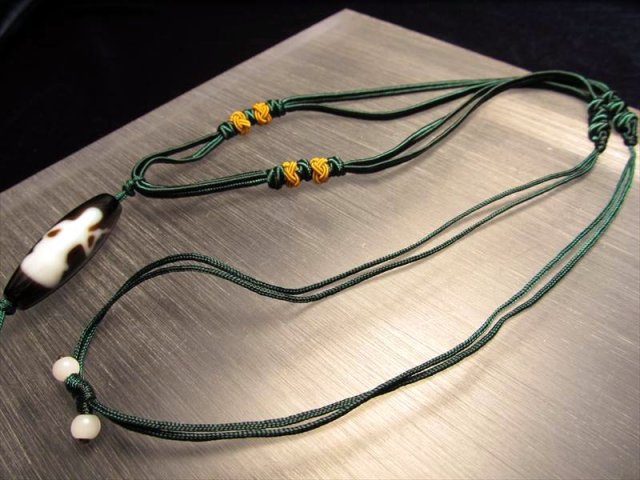 デザイン組み紐ネックレス タイプE 首周りサイズ50-70cm 東洋の趣きを感じる緑の紐タイプ 天珠・天然石が装着可能 サイズ調節付き パワーストーン 天然石