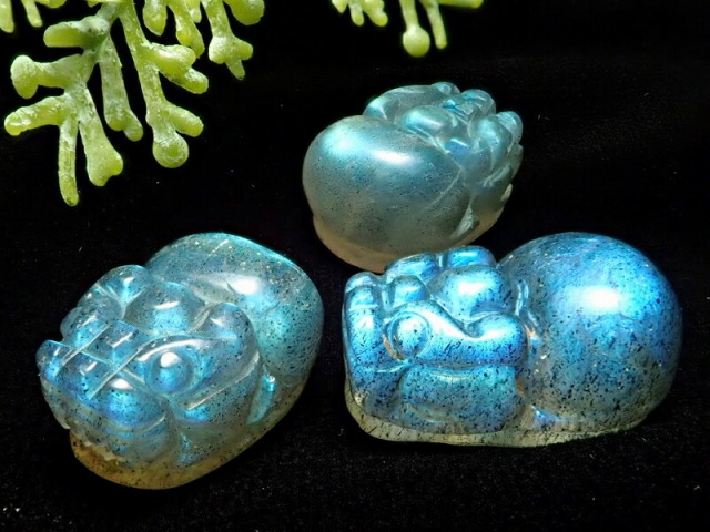 ブルーシラー ラブラドライト ヒキュウ 貔貅 タンブル 重さ1.5-2.0g
