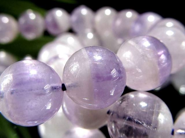 AA+ ラベンダーアメジストファントム 幻影紫水晶 ブレスレット 9.5mm-10mm×20珠前後 全珠ファントム 透明感あふれるツートンのラベンダーカラー