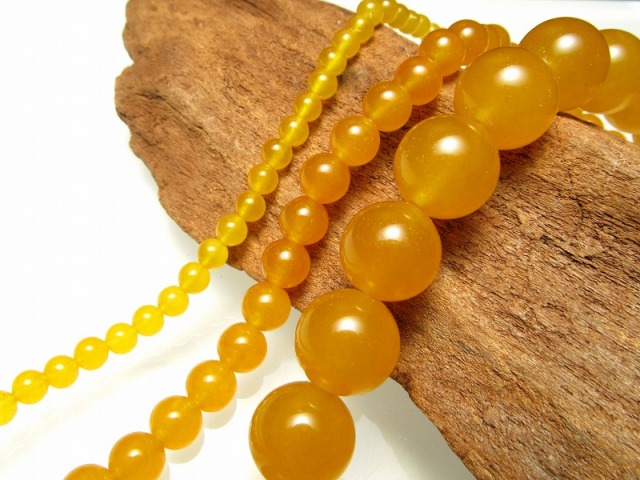 4mm珠 濃い イエローアゲート 一連 約38-40cm 黄瑪瑙 天然石 ビーズ