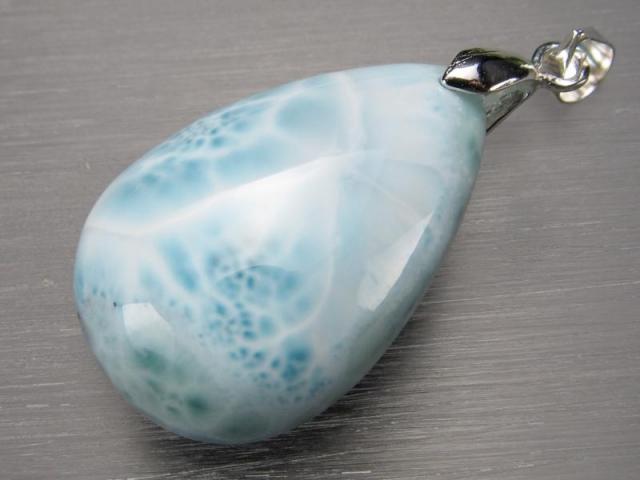 ラリマー ブルーペクトライト ドロップ型 ペンダントトップ 縦約28mm