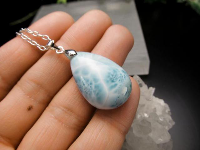 ラリマー ブルーペクトライト ドロップ型 ペンダントトップ 縦約28mm