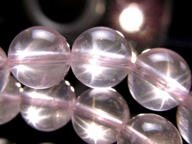 艶々クリアピンク スターローズクォーツ ブレスレット 8mm-8.5mm×23珠前後 超人気 星ローズ 女神と天使のエネルギーが宿る守護石 モザンビーク産