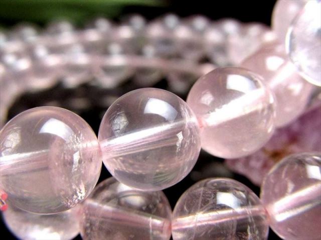 艶々クリアピンク スターローズクォーツ ブレスレット 10mm-10.5mm×19