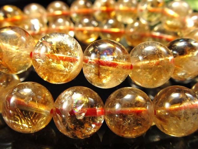 3A レインボーシトリン ブレスレット 10.5mm-11mm×19珠前後 きらきらクラック&ファントム入りも 11月の誕生石 幸福の守護石 ブラジル産