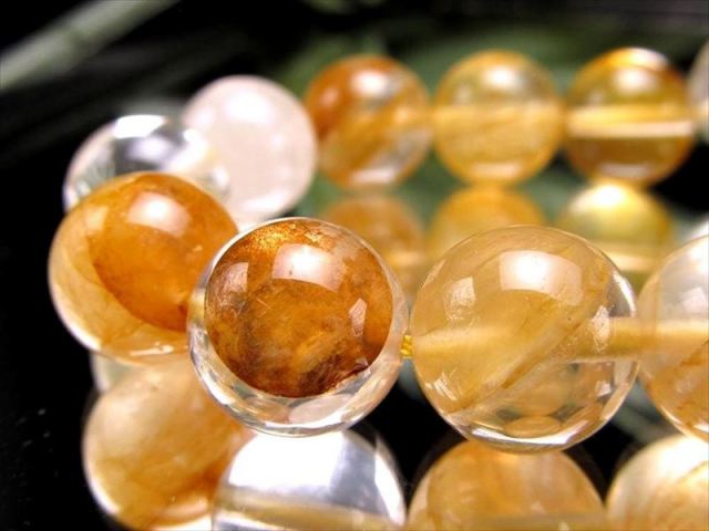 10mm珠 天然イエロークリスタル イエローガーデン、イエローファントム