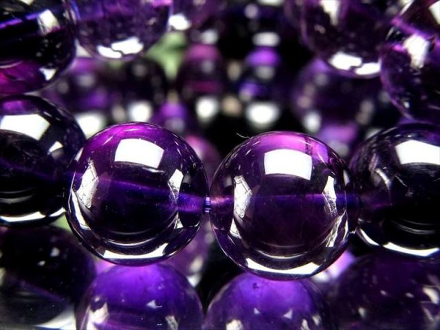 アメジスト（紫水晶） 超濃色パープル 3A アメジスト 紫水晶 ブレスレット 約7mm-7.5mm×26珠