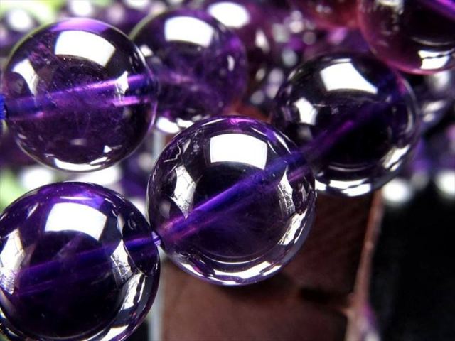 超濃色パープル 3A アメジスト 紫水晶 ブレスレット 約10mm-10.5mm×19