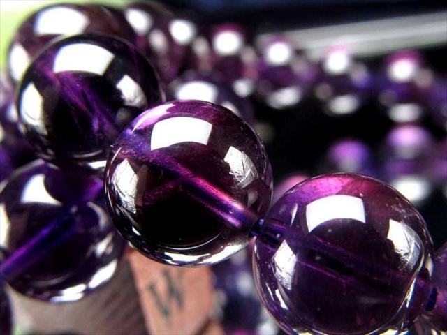 超濃色パープル 3A アメジスト 紫水晶 ブレスレット 約9.5mm-10mm×20珠
