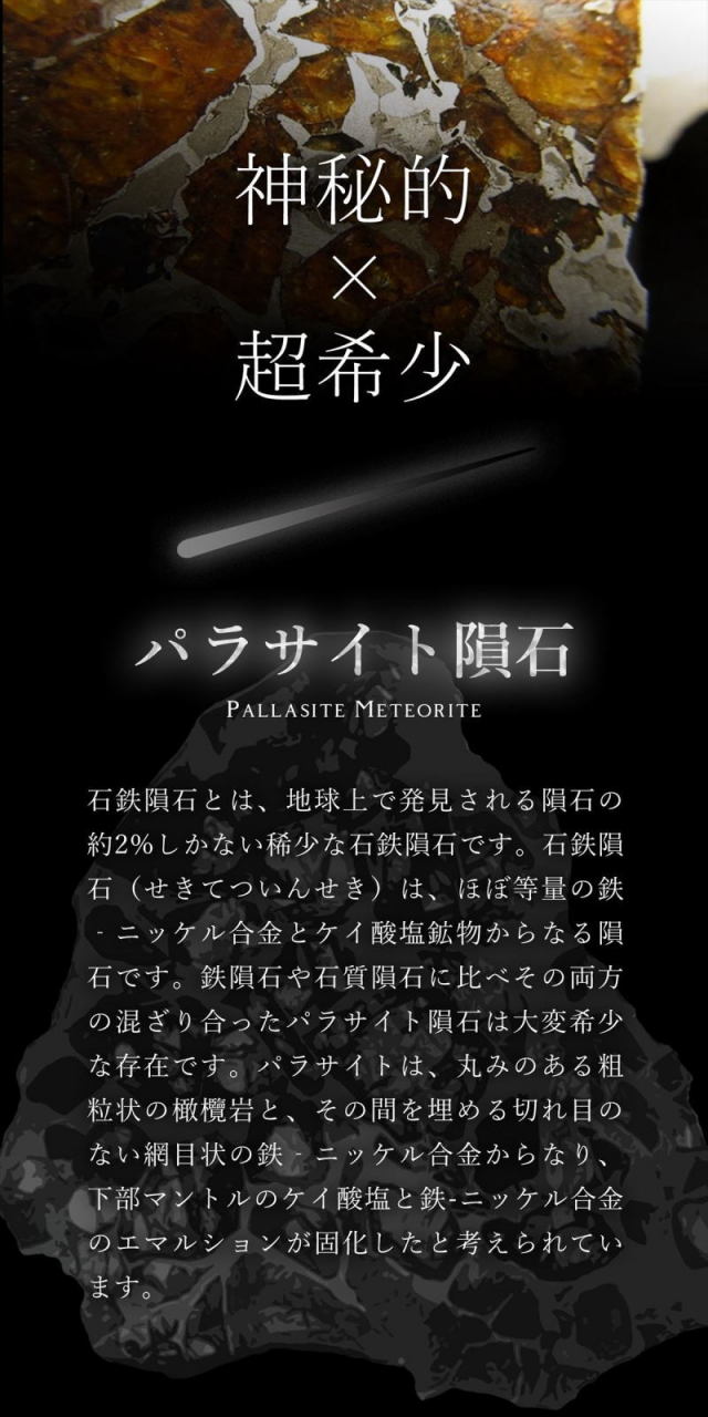 地球に落下隕石の約2％　鑑定書付（セリコ産）◇パラサイト隕石◇ブレスレット約8㎜ 高価ファッション - 地球に落下隕石の約2％ 鑑定書付（セリコ産